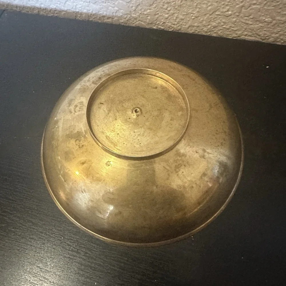 Vintage‎ Brass Bowl Saudi Arabia Camel And Palm Tree Engraved